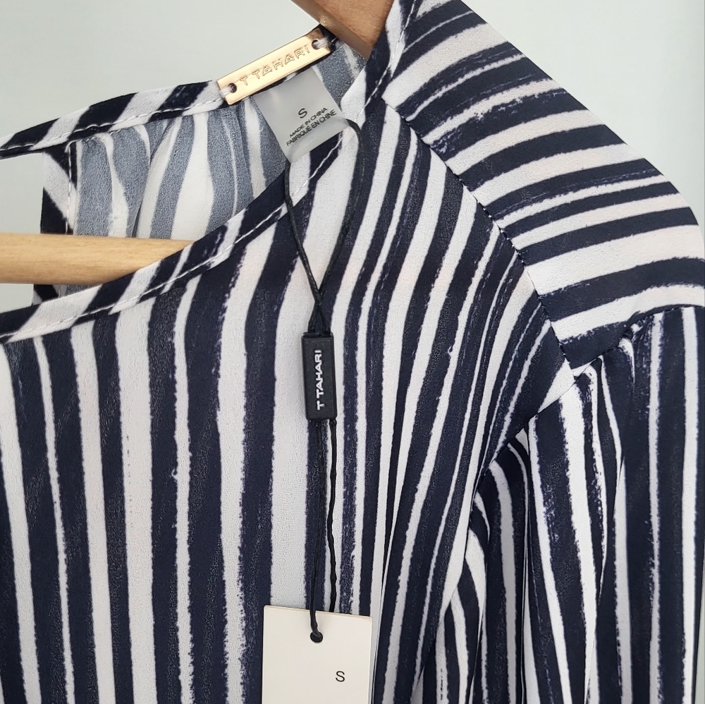 T Tahari Black and White Striped Jacket